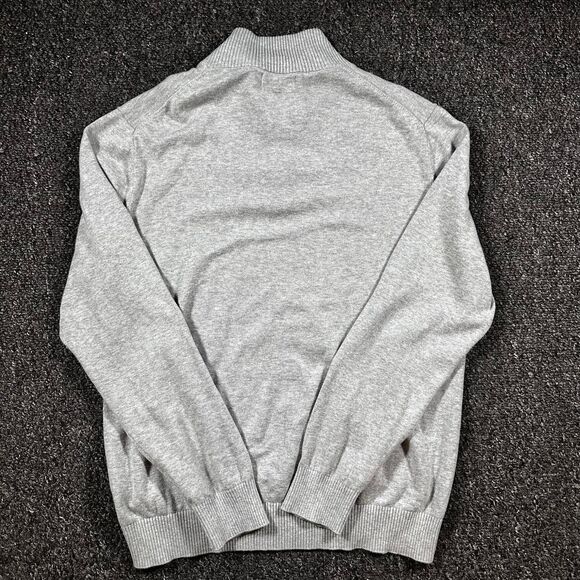 Nautica Quarter Zip Men's Large Gray Cotton Knit Pullover Preppy Essential - Picture 2 of 6